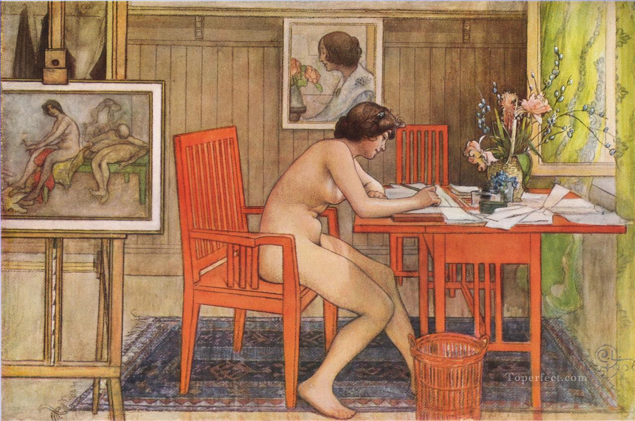 modelo de escritura de postales 1906 Carl Larsson Pintura al óleo